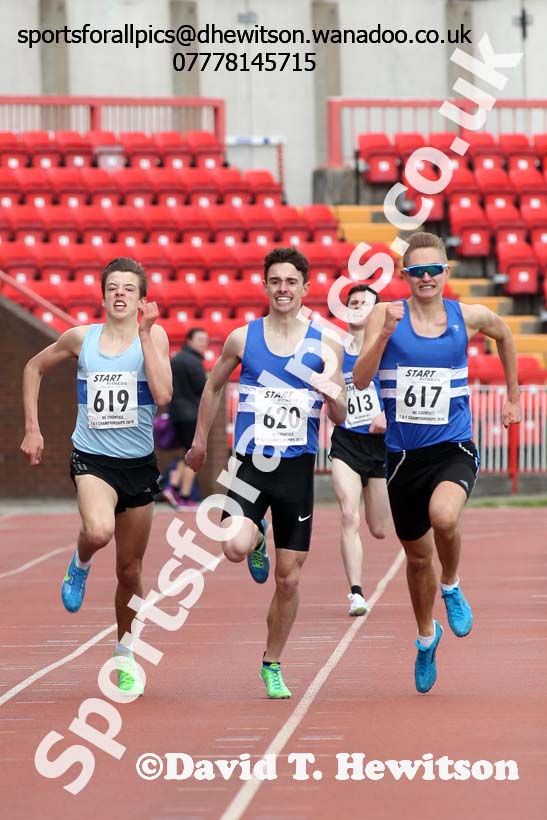 Mens under-20s 1500 metres, North Eastern Track and Field Champs, Gateshead Stadium. Photo: David T. Hewitson/Sports for All Pics